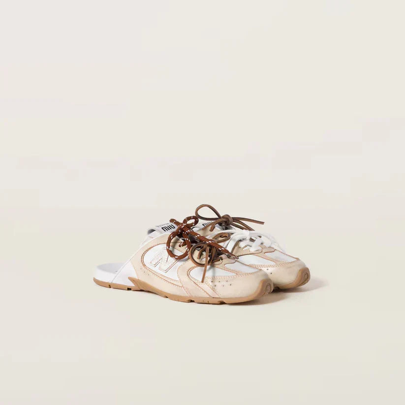 530 SL Mules – Bleached Leather & Gum Sole Travertine Gray White Edition