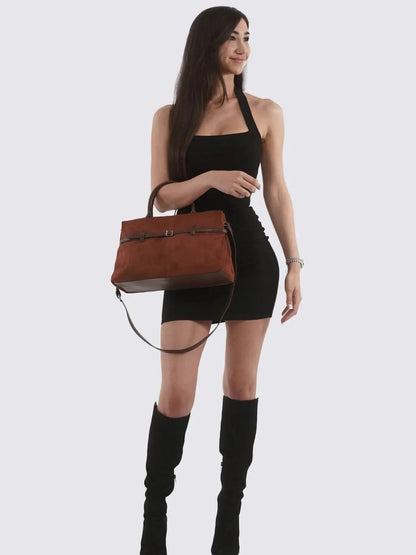 Suede Shopper with Adjustable Strap
