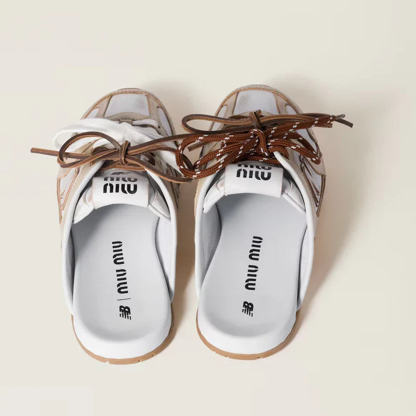 530 SL Mules – Bleached Leather & Gum Sole Travertine Gray White Edition